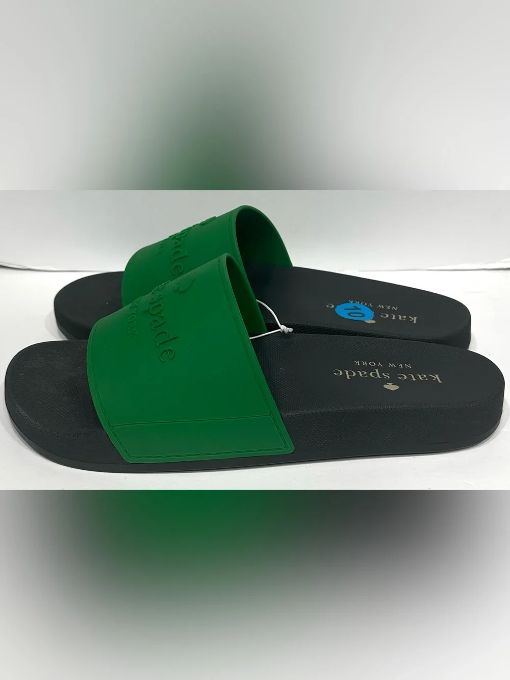 kate spade Green and Black Logo Slide Sandals